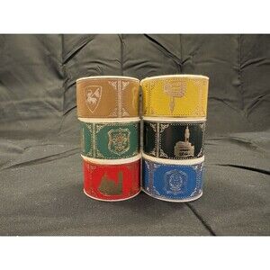Set of 6 Faux Leather Wrapped Napkin Rings with Italian Embossed Theme